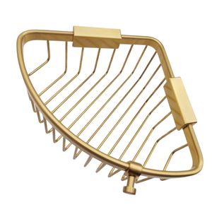 Porte-accessoires de douche d'angle mural moderne de luxe en cuivre doré poli brossé pour articles de toilette de salle de bain - Product Image 2