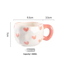 Tasse à café et soucoupe en céramique et porcelaine, peintes à la main, mignonnes, style féminin, écologiques, 300 ml, forme irrégulière, style européen, promotion, usage domestique