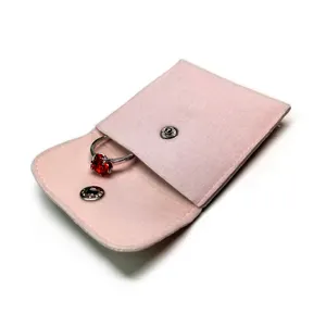 Pochette en cuir suédé pour bijoux, pochette à rabat avec bouton, Logo personnalisé