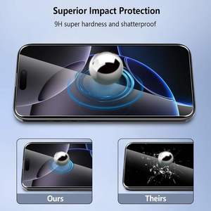 กระจกนิรภัยใสสำหรับ iPhone 17 16 15 14 13 11 Pro Max Plus ป้องกันฟองอากาศ ความแข็ง 9H ป้องกันรอยขีดข่วน - Product Image 2