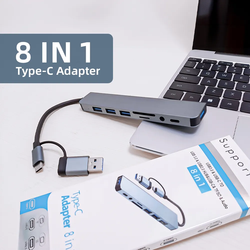 Più conveniente 8 IN 1 dati USB C Docking Station con Super-velocità di trasferimento dati e USB-A e USB-C porta maschio