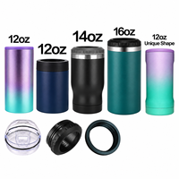 Refroidisseur de canettes en acier inoxydable avec logo personnalisé, isolé sous vide, pour bière et soda, réutilisable, pour fêtes en extérieur et cadeaux