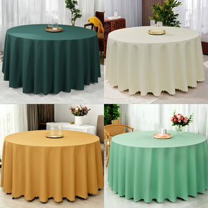 Оптовая цена. Однотонная скатерть из полиэстера для больших круглых столов. Простой дизайн. На заказ для свадеб, вечеринок, банкетов. - Product Image 2