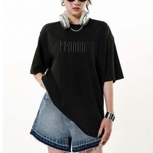 T-shirt personnalisé broderie Femme T-shirts pour femmes T-shirt de broderie surdimensionné poids lourd 260gsm - Product Image 2