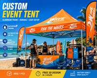 Tente d'événement en aluminium CATC avec logo personnalisé 3x3, auvent pliant imperméable, gazebo pour exposition, fête sur la plage, sport, respectueux de l'environnement