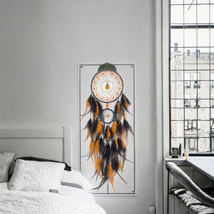 Atrapasueños Bohemio Hecho a Mano 2025, Decoración de Pared, Naturaleza Muerta, Tono Oscuro, Pluma Negra Turquesa, Malla Bicolor, Arte Metálico Grande - Product Image 3