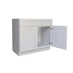 America RTA Modular White Shaker Kitchen Sink Base Cabinets Solid Wood