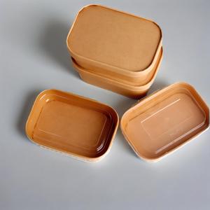 ชามสลัดกระดาษคราฟท์ทรงสี่เหลี่ยมและสี่เหลี่ยมแบบใช้แล้วทิ้งเป็นมิตรกับสิ่งแวดล้อมภาชนะเกรดอาหารสำหรับทำซูชิแซนวิช - Product Image 4