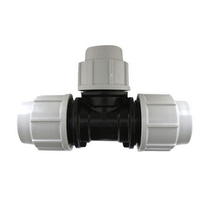Raccordo a T ridotto a 90 gradi Plasson per tubi in polietilene 25x20x25 mm, connettore per irrigazione da giardino - Product Image 1
