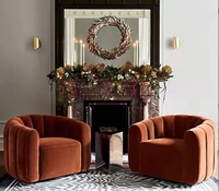 Design minimaliste canapé simple rétro lumière luxe velours chambre petit appartement loisirs chaise pivotante pour Villa hôtel