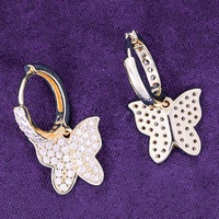 Hip Hop Style GRA certifié D couleur Moissanite papillon boucles d'oreilles pour femmes et hommes 925 argent Sterling passe testeur de diamant