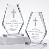 Trophée en cristal transparent personnalisé, nouveau design, grande surface de gravure, base en cristal transparent, récompense pour les réalisations professionnelles et l'excellence