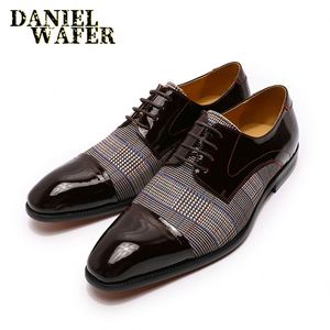 Fashion Lace-UP Anti-Slippery Men Dress Shoes Patent Leather Stitching Formal British Business Oxford Shoes - Product Image 4