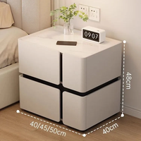Table de chevet intelligente en bois avec chargeur sans fil, haut-parleurs Bluetooth, lumières LED, tiroirs de rangement, design moderne pour salon