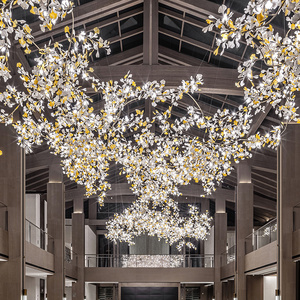 Đèn Chùm Trang Trí Hình Lá Mơ Bằng Gốm Nghệ Thuật Lớn Đèn Treo Mặt Dây Chuyền Xuyên Biên Giới Hành Lang Khách Sạn Biệt Thự - Product Image 2