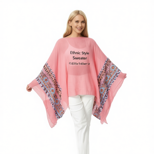 Maglione in Stile Etnico 135x140cm con Polsini Ricamati - Product Image 1