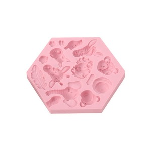 Forest Animal Silicone Mold Hexagon Pink For Cake Decorating DIY Fondant Chocolate Molds Themed Party Supplies - Product Image 1