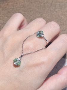 ชุดเครื่องประดับ UM Jewelry เงินแท้ 925 ชุบทอง 18K รุ่น Mint Haiya (จี้/แหวน) ประดับพลอยมิ้นท์สีเขียวสังเคราะห์ สำหรับทั้งชายและหญิง - Product Image 1