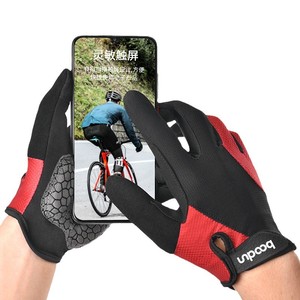 Bodun Cycling Gloves <b>Long</b> Finger Anti <b>Slip</b> Foam Shock Absorption Outdoor Bicycle Gloves Unisex Adult Red Green Black - Product Image 2