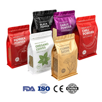 Sac à fond plat à 8 soudures latérales de 14 cm (L) x 22 cm (L) + 7 cm (H), 115 microns, sachet alimentaire de 200 g pour aliments, grains de café, impression personnalisée