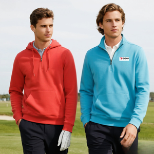 Felpe da <span class=keywords><strong>uomo</strong></span> con cappuccio a quarto di Zip felpe con cerniera 1/4 Spandex in poliestere Casual manica lunga felpe da Golf con cappuccio - Product Image 3