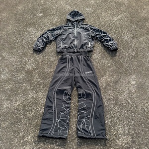 Custom Streetwear 3m Reflective Windbreaker Set Zip up <b>Pullover</b> <b>Jackets</b> and Nylon Track Pants Set Jogging Windbreaker Tracksuit - Product Image 1