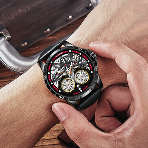 Montre mécanique de luxe de la série <span class=keywords><strong>royale</strong></span> pour hommes d'affaires |   Tourbillon Lumineux |   Bracelet en cuir véritable résistant à l'eau |   Pièce de monnaie à cadran pointeur - Product Image 2