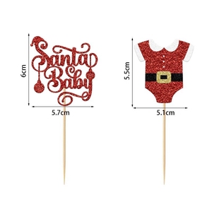 Adornos para Cupcakes de Navidad con Diseño de Santa Claus para Baby Shower, Ideales para Fiestas de Revelación de Género y Celebraciones Temáticas Navideñas - Product Image 5