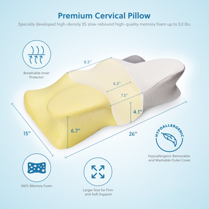 2023 bướm thiết kế cổ tử cung Bộ nhớ bọt gối Ergonomic đường viền cho cổ và vai đau mới giường gối - Product Image 2