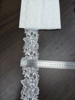 Dentelle blanche de haute qualité en maille filet, tricotée, transparente, avec broderie florale grande et ajourée, bordure festonnée, pour robe et vêtement féminin