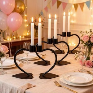 Candelabros Metálicos Románticos en Forma de Corazón, Decoraciones para Bodas, Adornos para Cenas a la Luz de las Velas del Día de San Valentín, Artesanías Metálicas de Lujo - Product Image 3