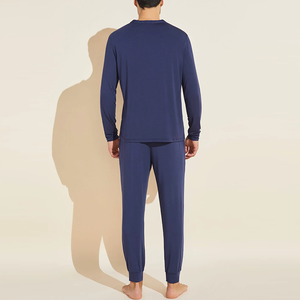 Nouveau design <span class=keywords><strong>de</strong></span> <span class=keywords><strong>haut</strong></span> à manches longues et <span class=keywords><strong>de</strong></span> pantalon long <span class=keywords><strong>de</strong></span> style Henley Ensemble 2 pièces Pyjamas pour hommes pour l'automne - Product Image 3