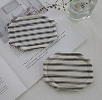 Tapis de table isolant thermique rayé en tissu japonais, tendance pour les photos, dessous de tasse à thé octogonal anti-brûlure, dessous de tasse à café