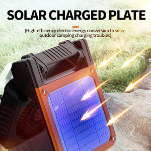 Ventilador Solar F3 con Luz Naranja y Verde, Batería Integrada de 3600mAh, Ventilador Portátil LED para Camping y Exteriores con Interruptor de Presión - Product Image 4