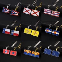 Collier pendentif drapeau de l'État de Hawaï en acier inoxydable plaqué or, collier chaîne drapeau des États-Unis en émail coloré, bijoux patriotiques