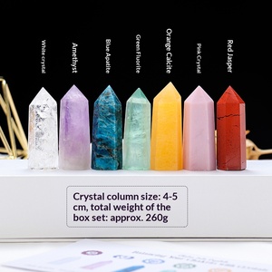 Ensemble de blocs et de cubes en cristal naturel poli authentique 7 Chakras, base <span class=keywords><strong>Tai</strong></span> <span class=keywords><strong>Chi</strong></span> Sept Étoiles, Période 9, décoration de méditation Feng Shui - Product Image 4