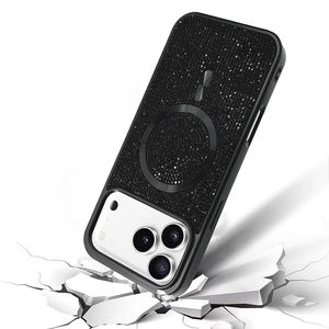 Funda de Teléfono de Lujo de TPU+PC para 17ProMax, Carcasa Trasera Brillante a Prueba de Golpes, Soporte de Anillo Magnético, Diseño de Diamantes Brillantes para Mujeres y Niñas - Product Image 5