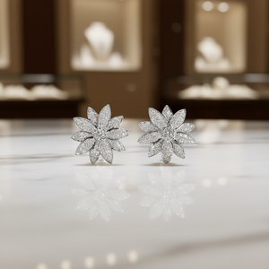 Orecchini di Diamanti Bianchi Champagne, Gioielli di Lusso da Donna, Taglio Brillante Rotondo, Oro Bianco, Gioielleria Fine per Matrimonio - Product Image 2