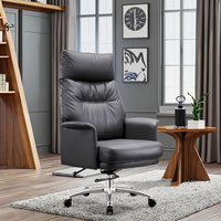 Chaise de bureau de direction moderne ergonomique pivotante de luxe en cuir véritable avec cadre en acier inoxydable et hauteur réglable