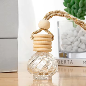 Nhà Máy cấp hương liệu Nước hoa xe hơi khuếch tán chai phẳng thủy tinh rỗng với nắp gỗ và vương miện nắp tinh dầu bốc hơi - Product Image 1