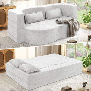 <b>Modern</b> Curved Upholstered Extendable Massage <b>Sofa</b> <b>Bed</b> Velvet High Density Sponge No Assembly Anti-slip School Living Room Lounge - Product Image 1