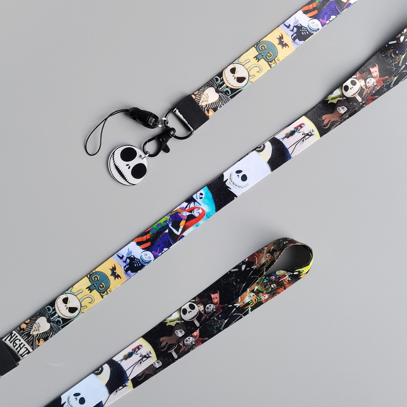 Cool Cartoon Horrible Jack Skellington Lanyards Pendant Anti-Lost Neck Strap Card Holder ID Card Satin Lanyards Halloween Gifts