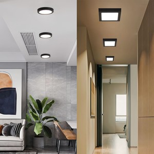 Plafonnier LED encastré moderne noir et blanc IP44 pour la maison, 3W/6W/9W, rond, carré, ultra-fin, pour bureau - Product Image 5
