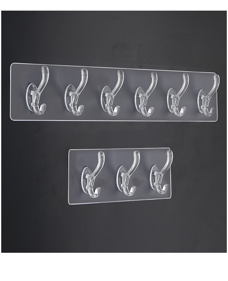 Wholesale Seamless Multi-Purpose Coat Hat Hook Kitchen Bathroom Wall Hooks Strong Adhesive Crystal Row Rail Drawing Hooks