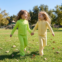 Ensembles de vêtements pour filles, hauts à manches longues et pantalons avec poches zippées, ourlet festonné, tissu yoga, activités de plein air, fêtes, faible MOQ