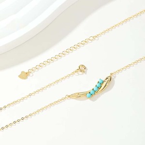 Collar de turquesa geométrico romántico chapado en oro de 18 quilates y plata S925 diseño de cadena de eslabones minimalista Unisex para regalo - Product Image 3