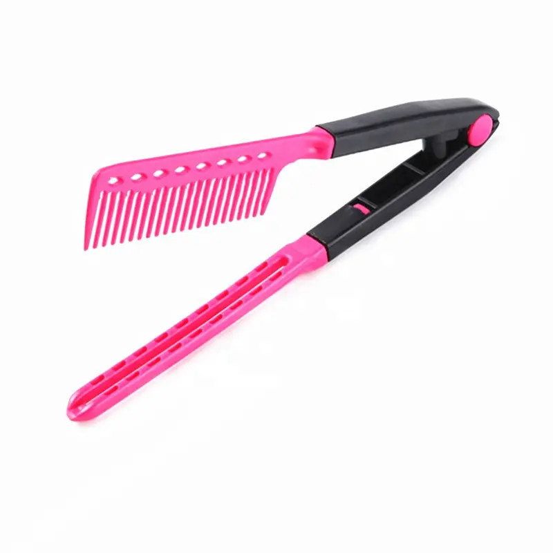 New V-clip Style Straight Hair Comb Hairstyling Comb For Women Folding Portable Salon Comb