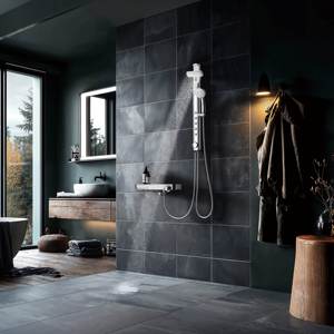 Blackened Thermostatic <b>Shower</b> Set Wall Mounted In Wall <b>Shower</b> Mixer Faucet <b>System</b> for Hotel Bathroom - Product Image 4