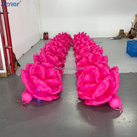 Guirlande de fleurs gonflables LED en forme de rose rose Jenor pour décoration de fête et de festival