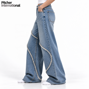 Jeans en denim marron pour femmes sur mesure, coupe droite, fournisseur direct d'usine pour les boutiques de mode américaines, vente en gros - Product Image 2